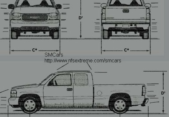 GMC Sierra (ГМC Сиерра) - чертежи (рисунки) автомобиля